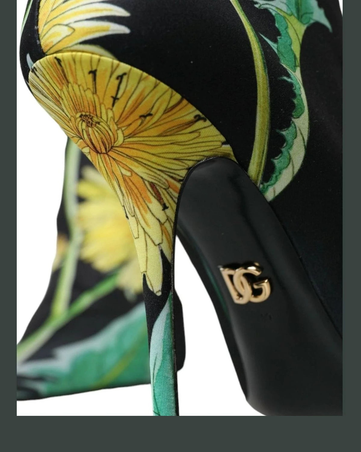 Dolce & Gabbana Black Floral Jersey Stretch Ankle Boots Shoes Boots