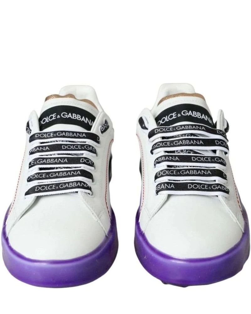 Dolce & Gabbana White Leather Portofino Low Top Sneakers Shoes Sneakers