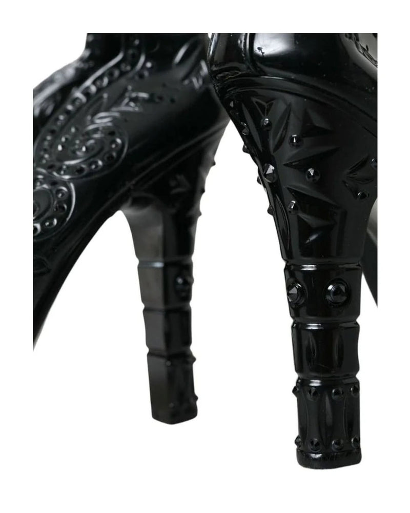 Dolce & Gabbana Black Crystal Cinderella Heels Pumps Shoes Heels