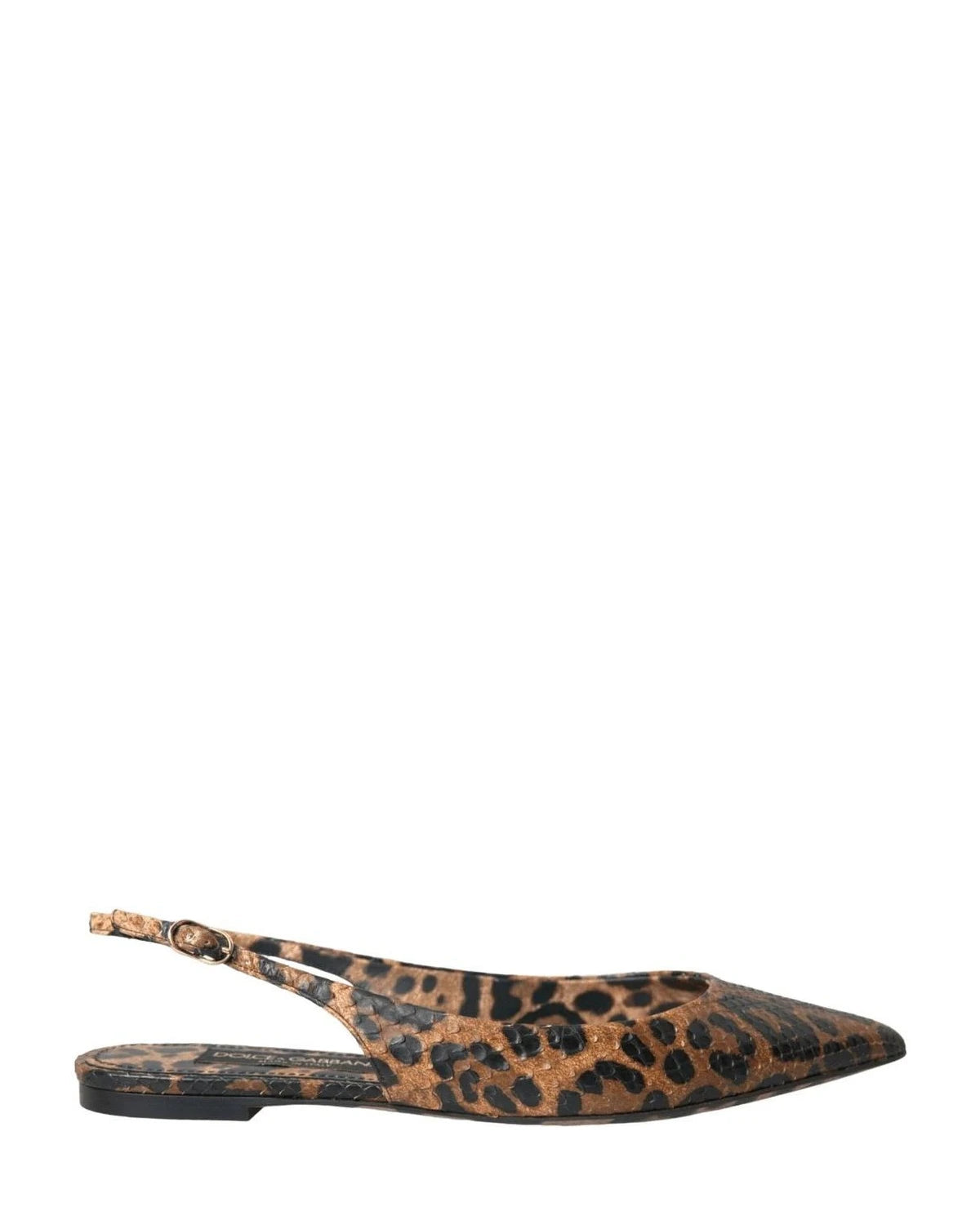 Dolce & Gabbana Brown Leopard Exotic Skin Slingback Shoes Sandals