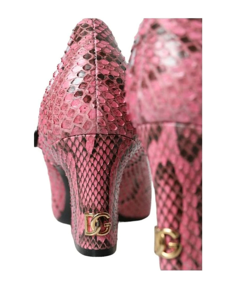 Dolce & Gabbana Pink Python Leather Mary Jane Heels Shoes Heels