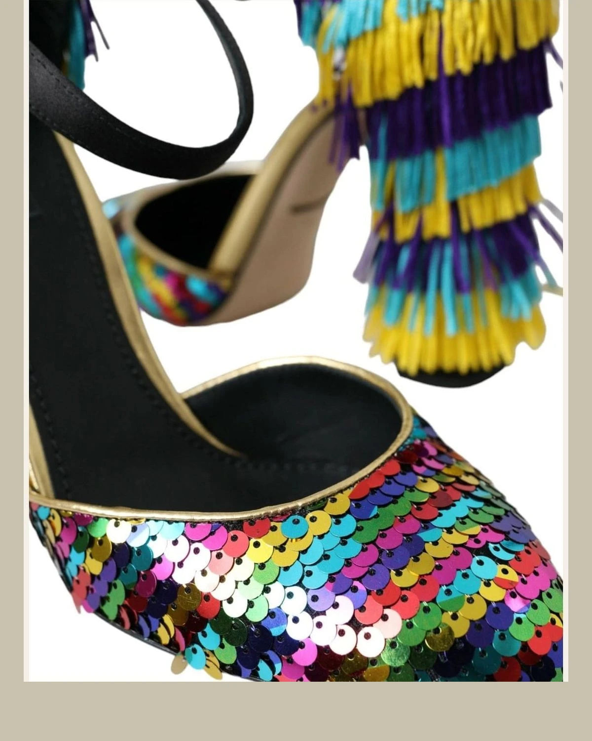 Dolce & Gabbana Multicolor Sequin Crystal Mary Jane Shoes Heels