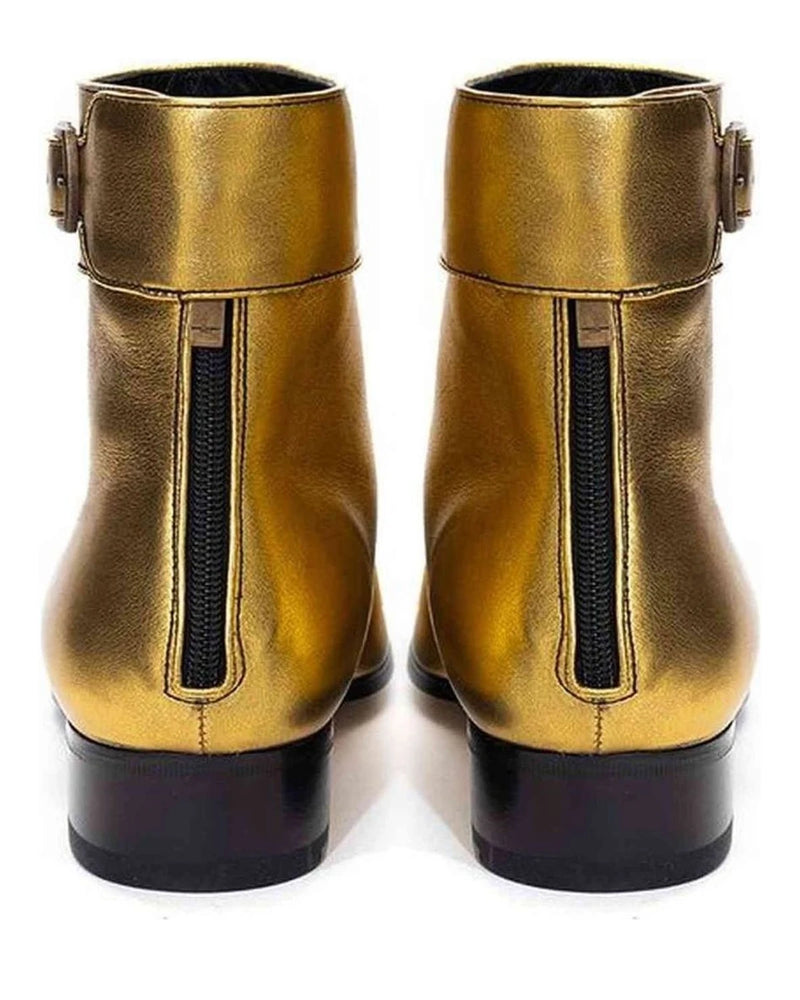 Saint Laurent Gold Leather Boot Boots