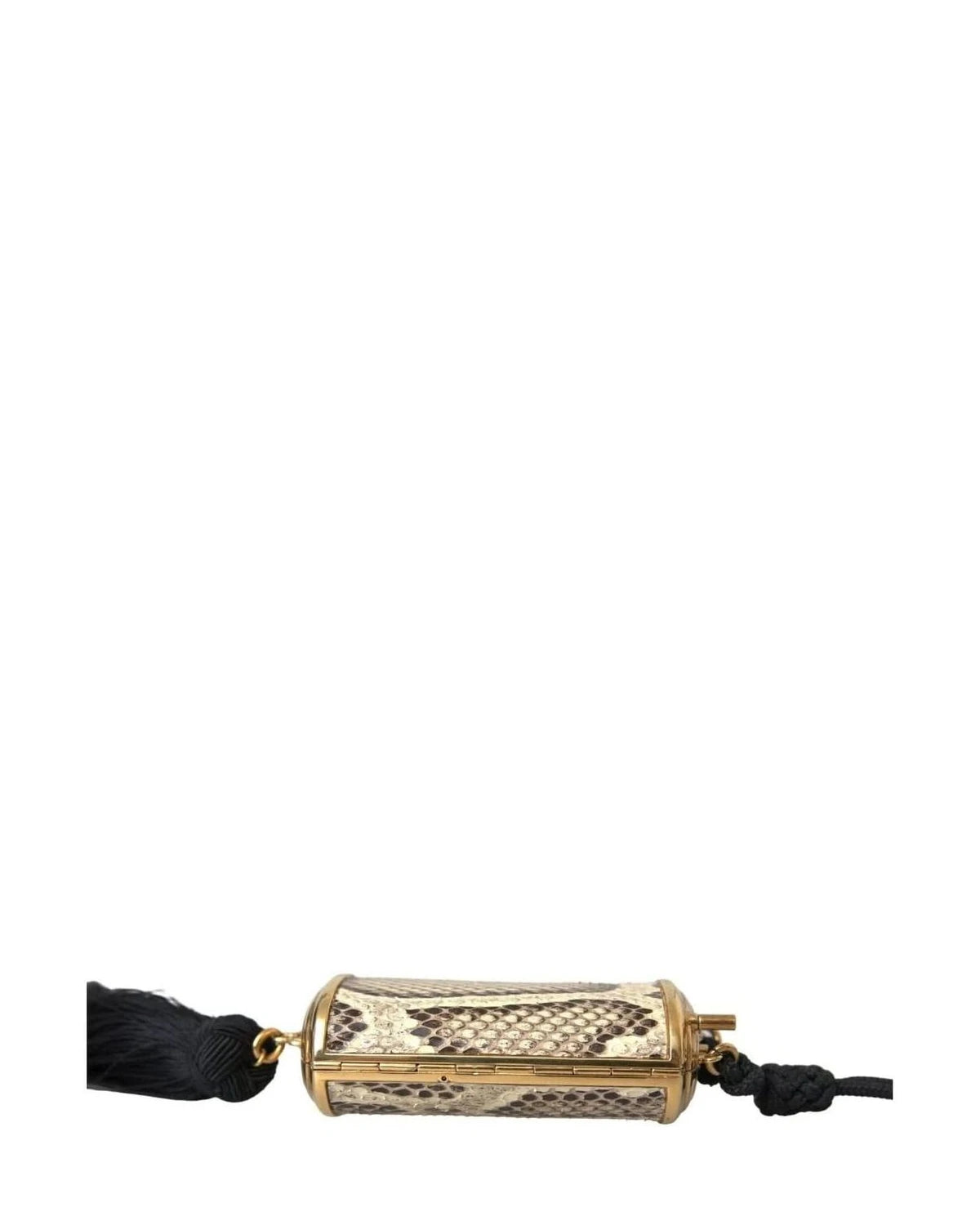 Dolce & Gabbana Beige Exotic Leather Mini Mirror Tassel Make Up Holder Bag Clutch Bags