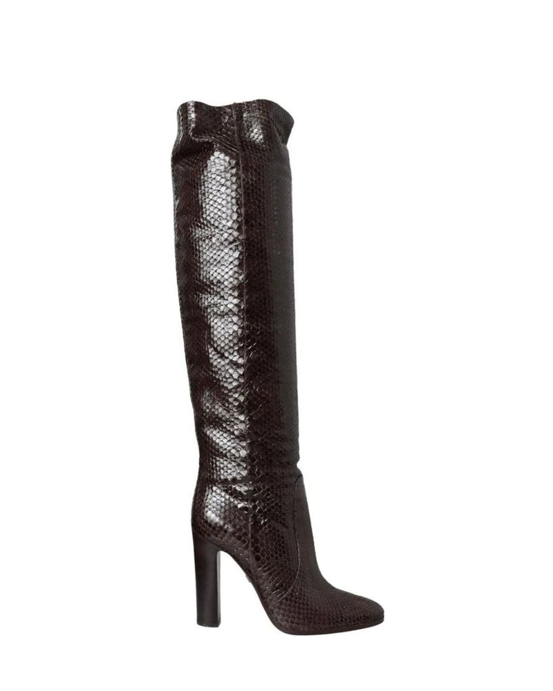 Dolce & Gabbana Brown Exotic Leather Heels High Boots Shoes Boots
