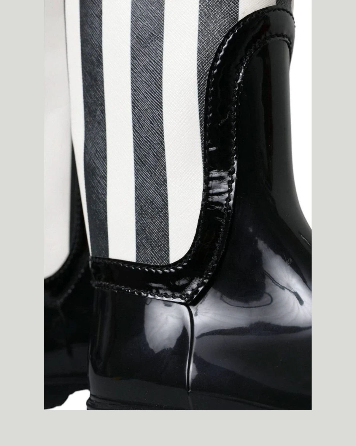 Dolce & Gabbana Black Rubber Knee High Flat Boots Shoes Boots