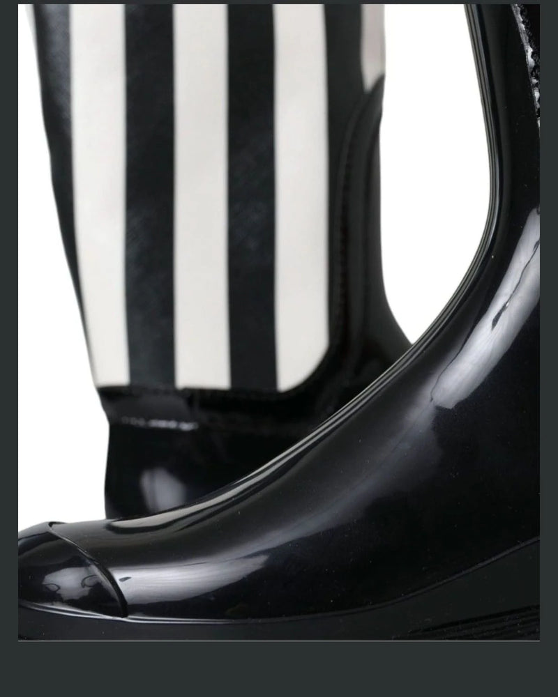 Dolce & Gabbana Black Rubber Knee High Flat Boots Shoes Boots