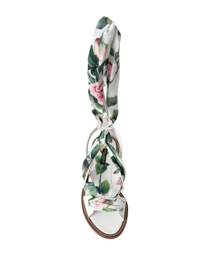 Dolce & Gabbana Multicolor Floral Print Ankle Wrap Sandals Shoes Sandals