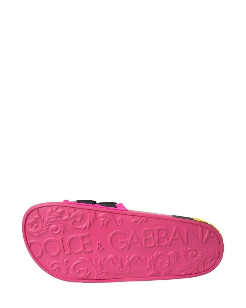 Dolce & Gabbana Pink Logo Beachwear Flats Sandals Shoes Flats