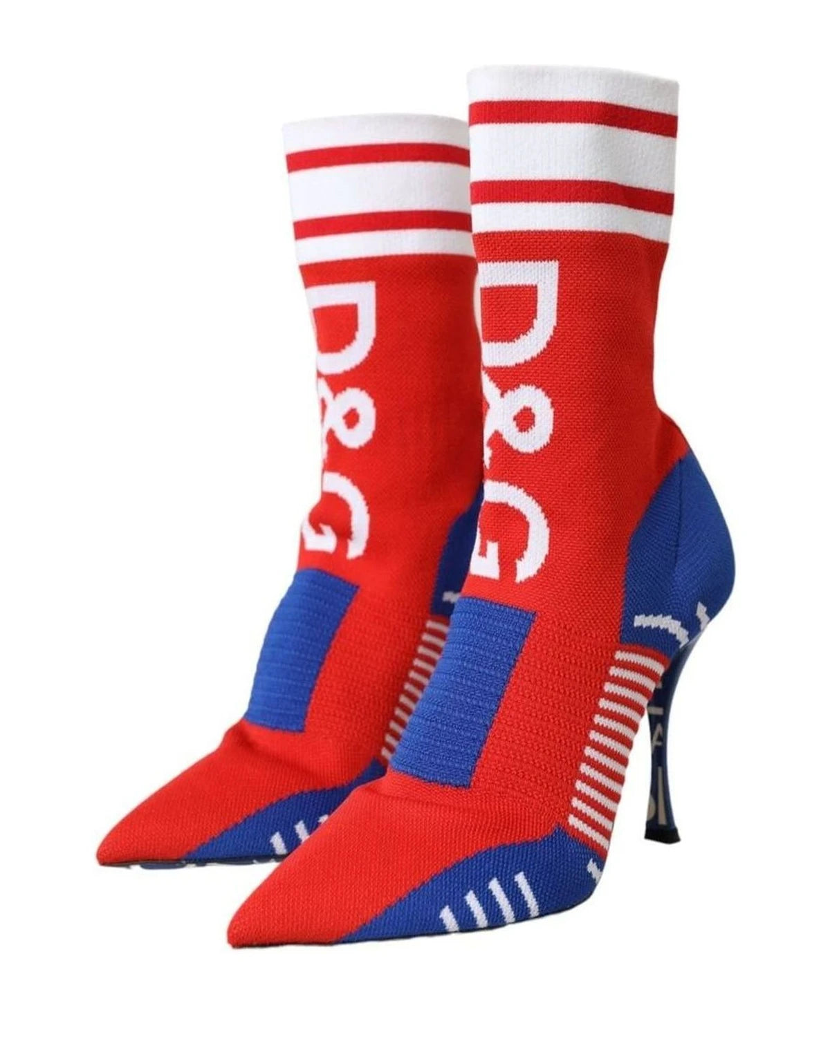 Dolce & Gabbana Red Blue Stretch Sock Style Ankle Boots Logo Shoes Boots