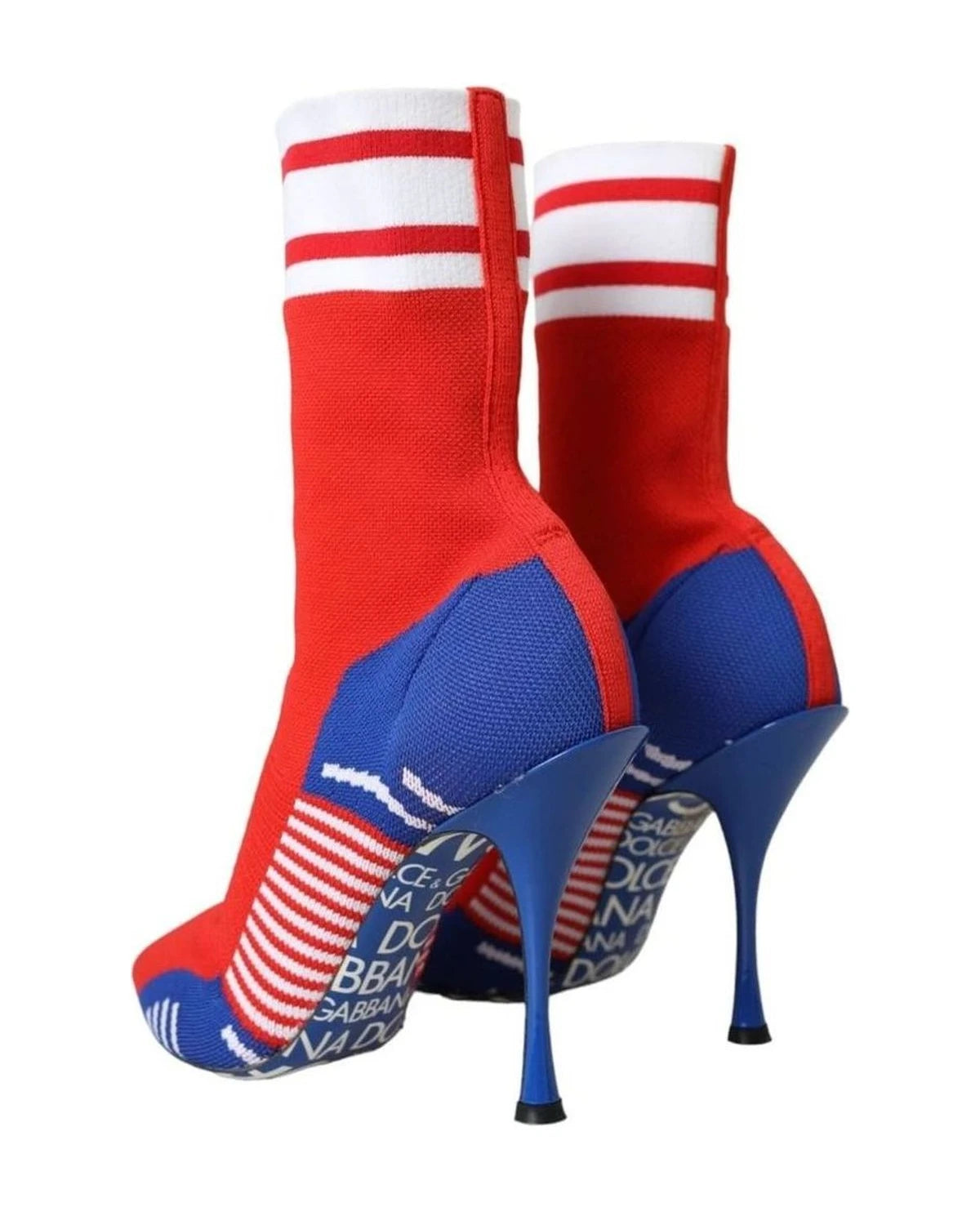 Dolce & Gabbana Red Blue Stretch Sock Style Ankle Boots Logo Shoes Boots
