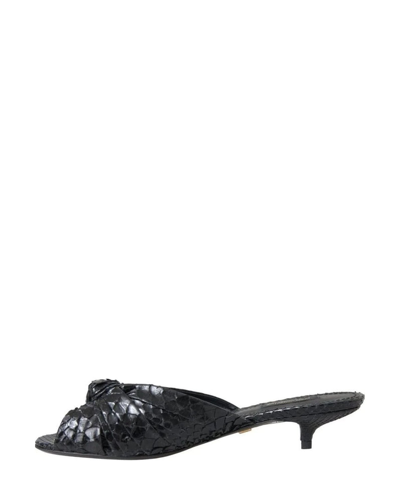 Dolce & Gabbana Black Exotic Leather Heels Slides Shoes Heels