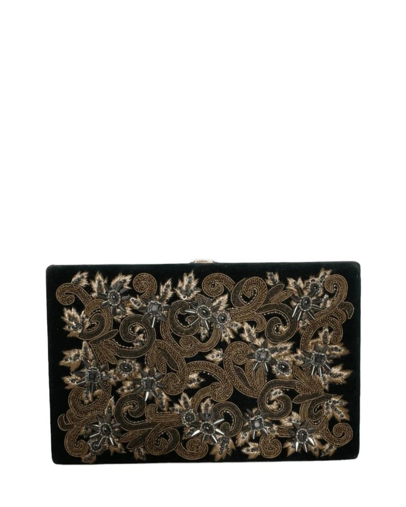Dolce & Gabbana Black Velvet Frame Clutch Evening Party Purse Bag Clutch Bags
