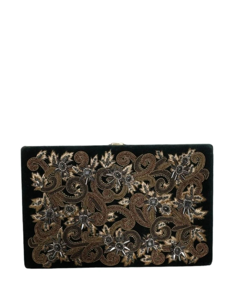Dolce & Gabbana Black Velvet Frame Clutch Evening Party Purse Bag Clutch Bags