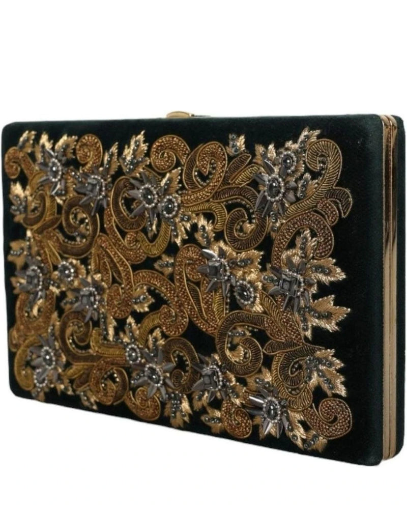 Dolce & Gabbana Black Velvet Frame Clutch Evening Party Purse Bag Clutch Bags