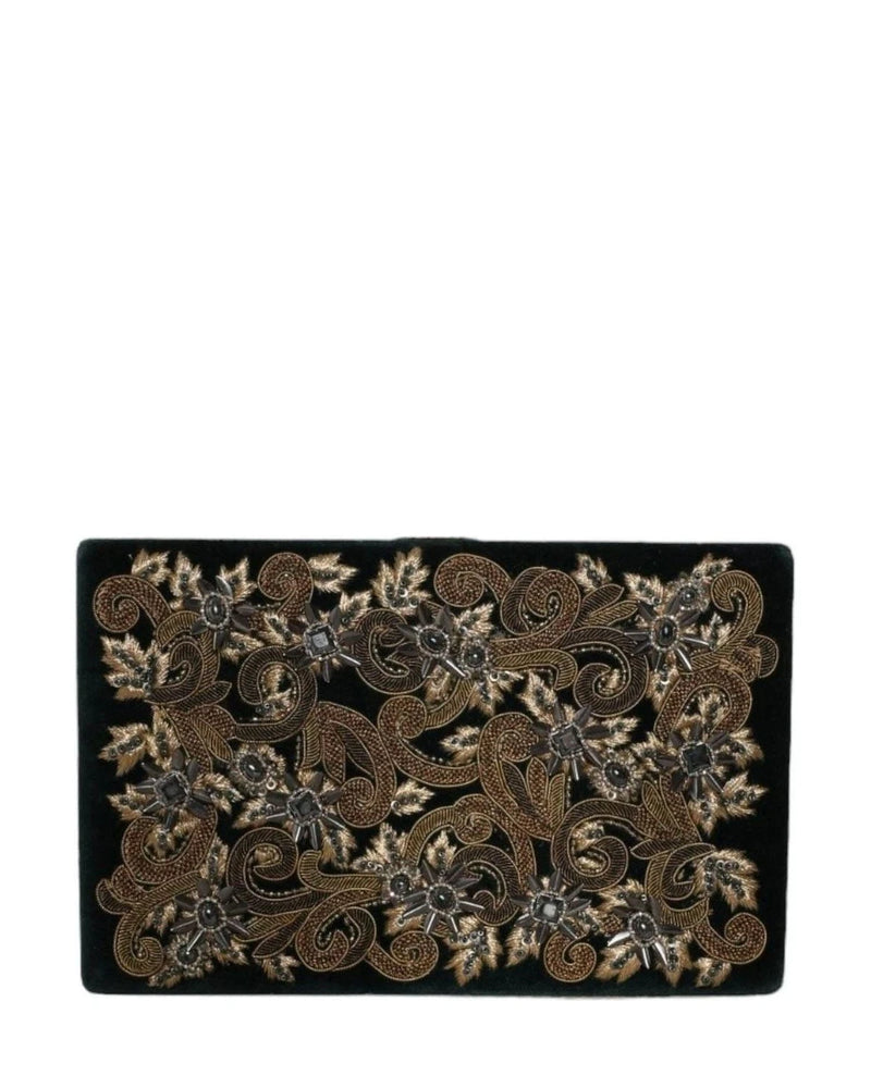 Dolce & Gabbana Black Velvet Frame Clutch Evening Party Purse Bag Clutch Bags