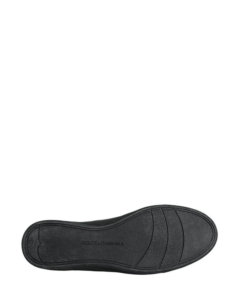 Dolce & Gabbana Black Gold Leather Classic Sneakers Shoes Sneakers