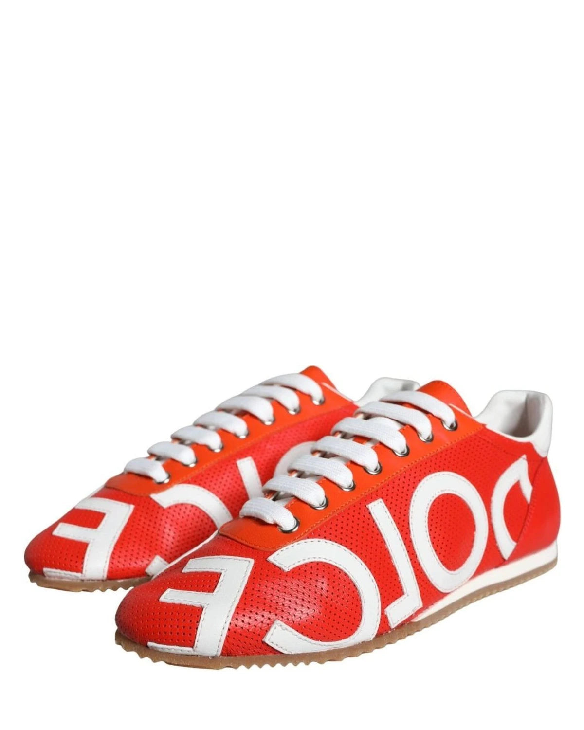 Dolce & Gabbana Red Leather Logo Casual Sneakers Shoes Sneakers