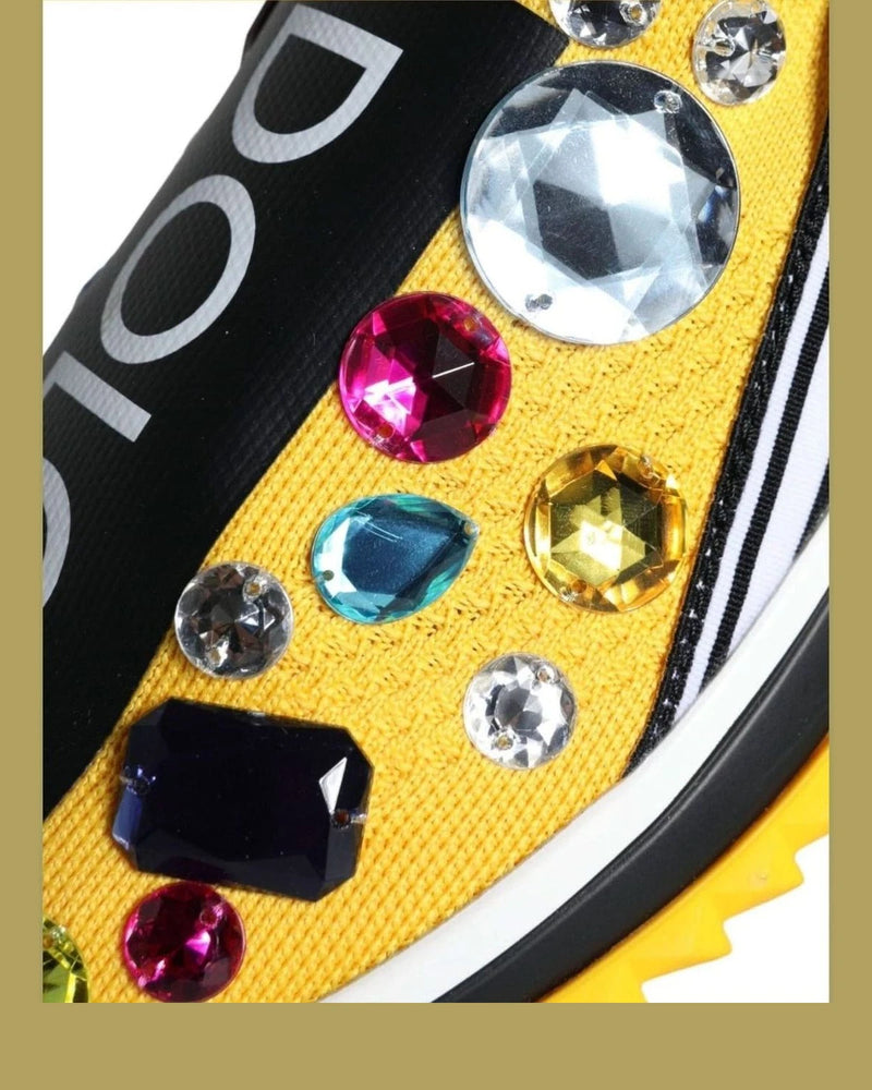 Dolce & Gabbana Yellow Sorrento Crystals Sneakers Womens Shoes Sneakers
