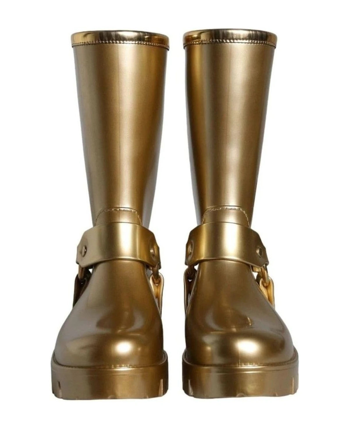 Dolce & Gabbana Gold Metallic Rubber Pvc Rain Boots Shoes Boots