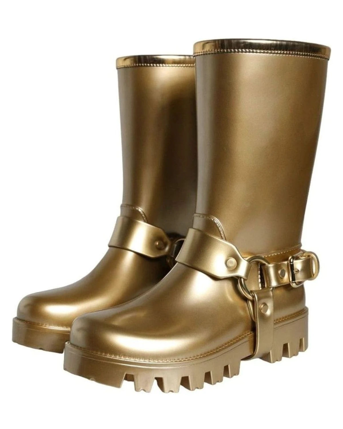 Dolce & Gabbana Gold Metallic Rubber Pvc Rain Boots Shoes Boots