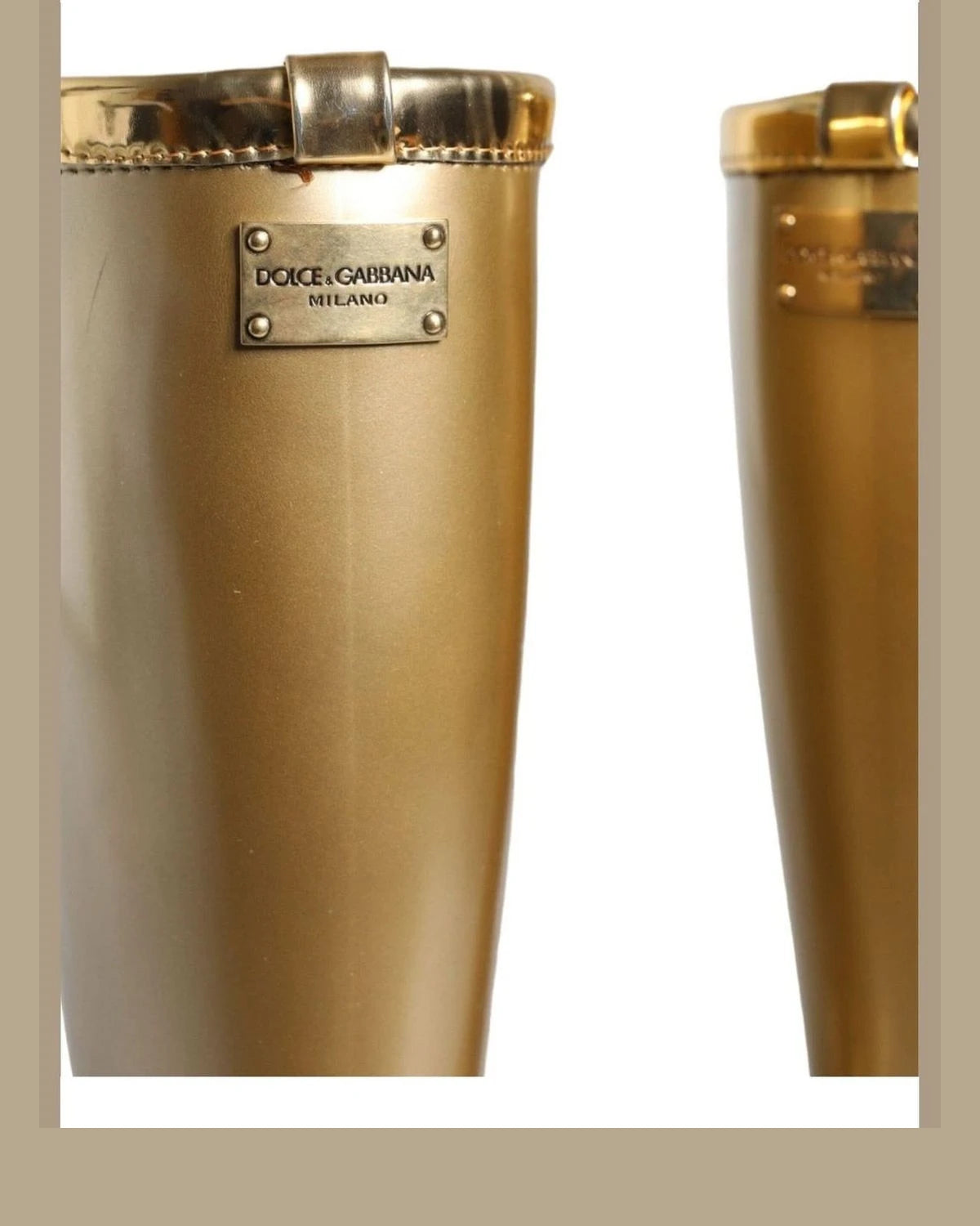Dolce & Gabbana Gold Metallic Rubber Pvc Rain Boots Shoes Boots