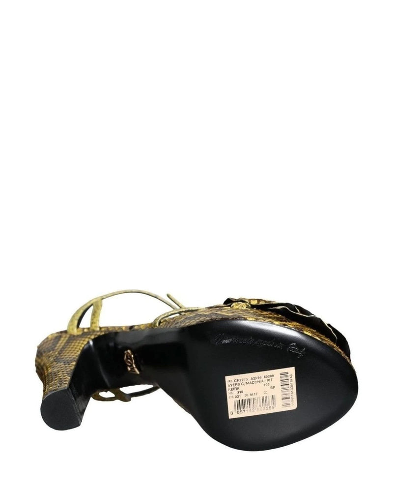 Dolce & Gabbana Yellow Exotic Leather Ankle Strap Heels Sandals Shoes Heels