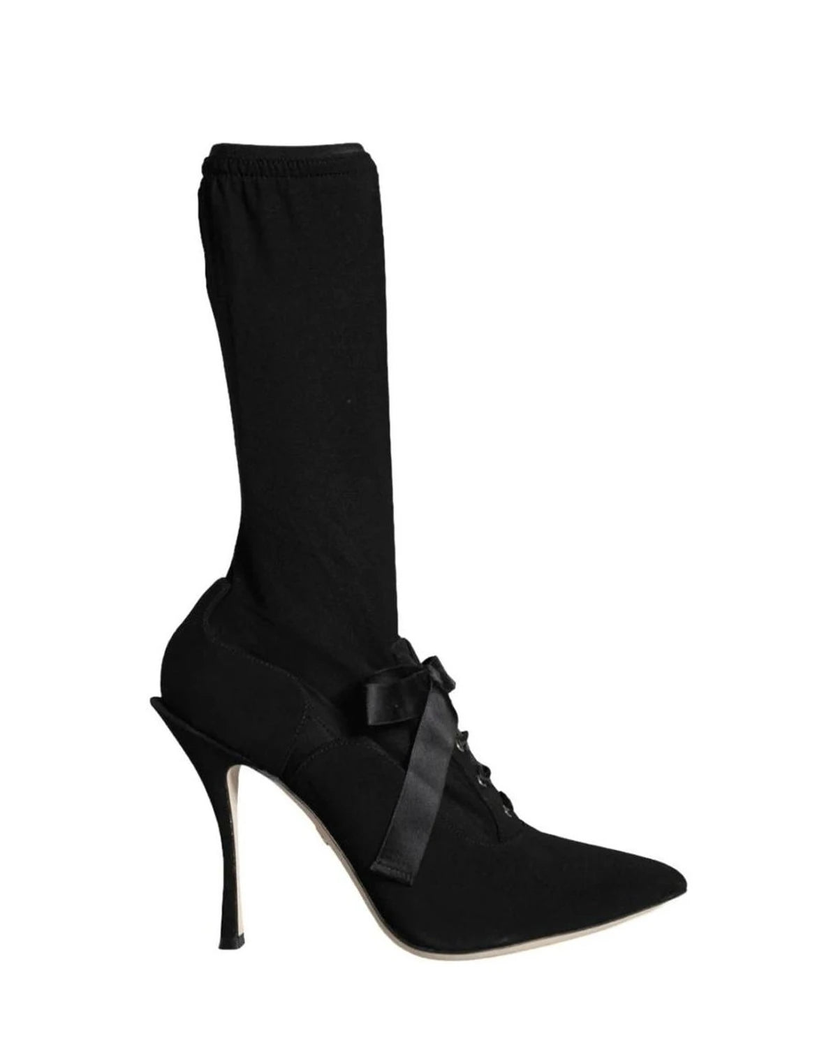 Dolce & Gabbana Black Stiletto Heels Mid Calf Boots Shoes Glam Steals