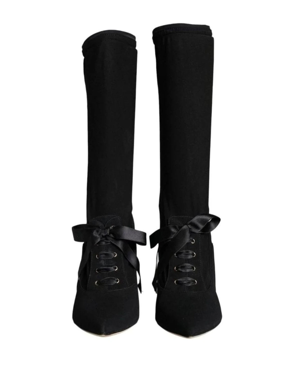 Dolce & Gabbana Black Stiletto Heels Mid Calf Boots Shoes Boots