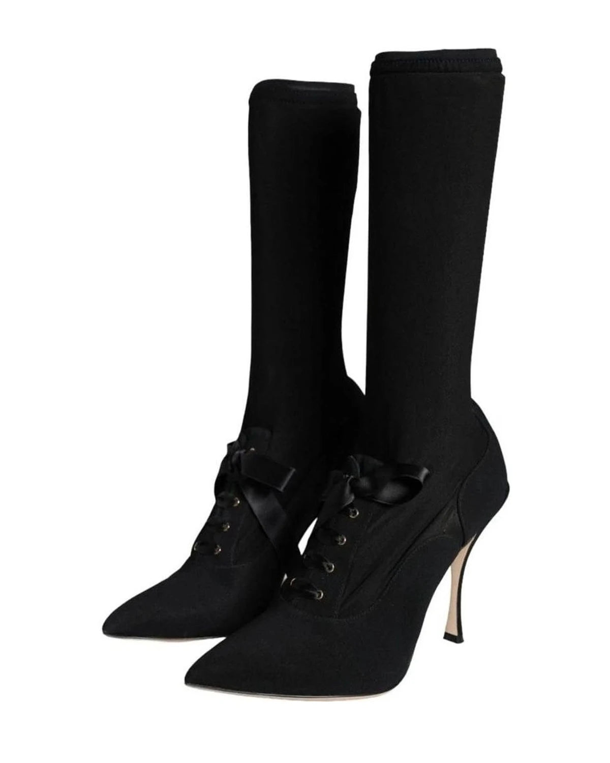 Dolce & Gabbana Black Stiletto Heels Mid Calf Boots Shoes Boots