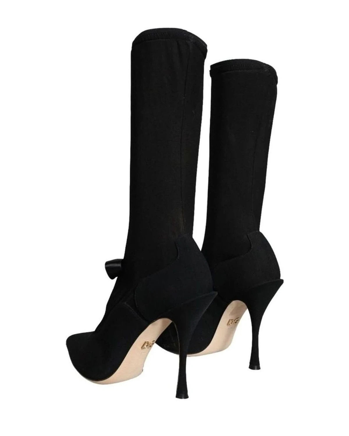 Dolce & Gabbana Black Stiletto Heels Mid Calf Boots Shoes Boots