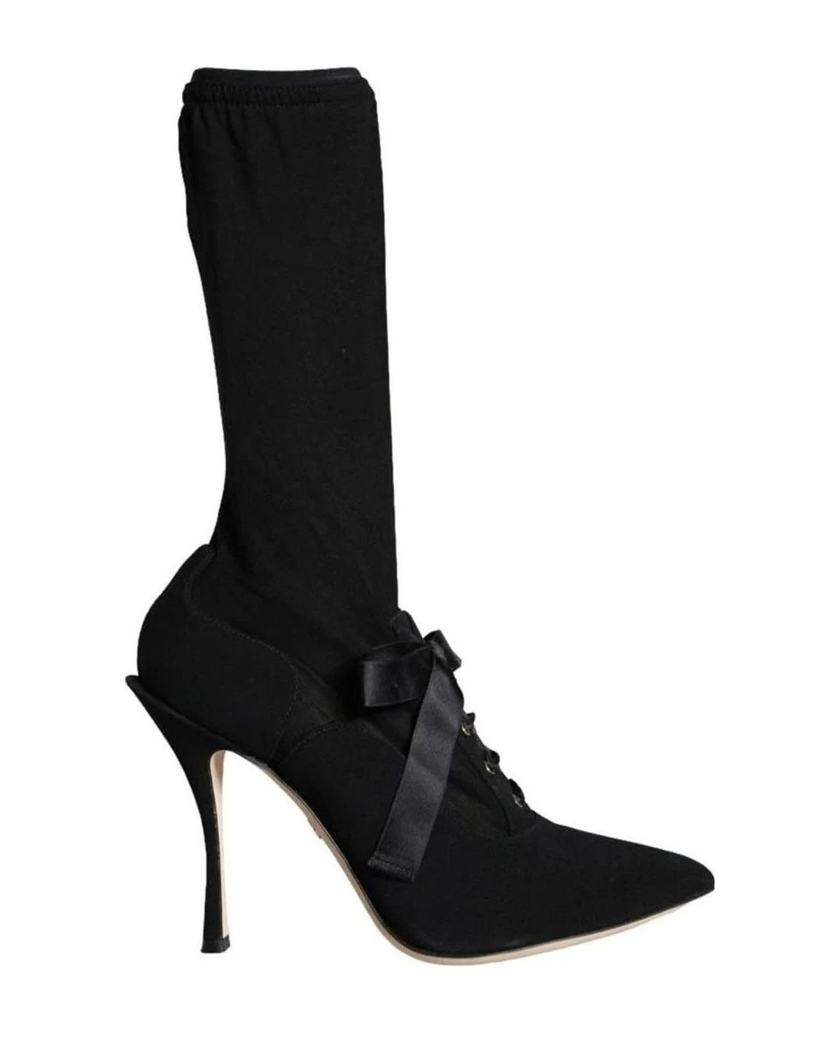 Dolce & Gabbana Black Stiletto Heels Mid Calf Boots Shoes Boots