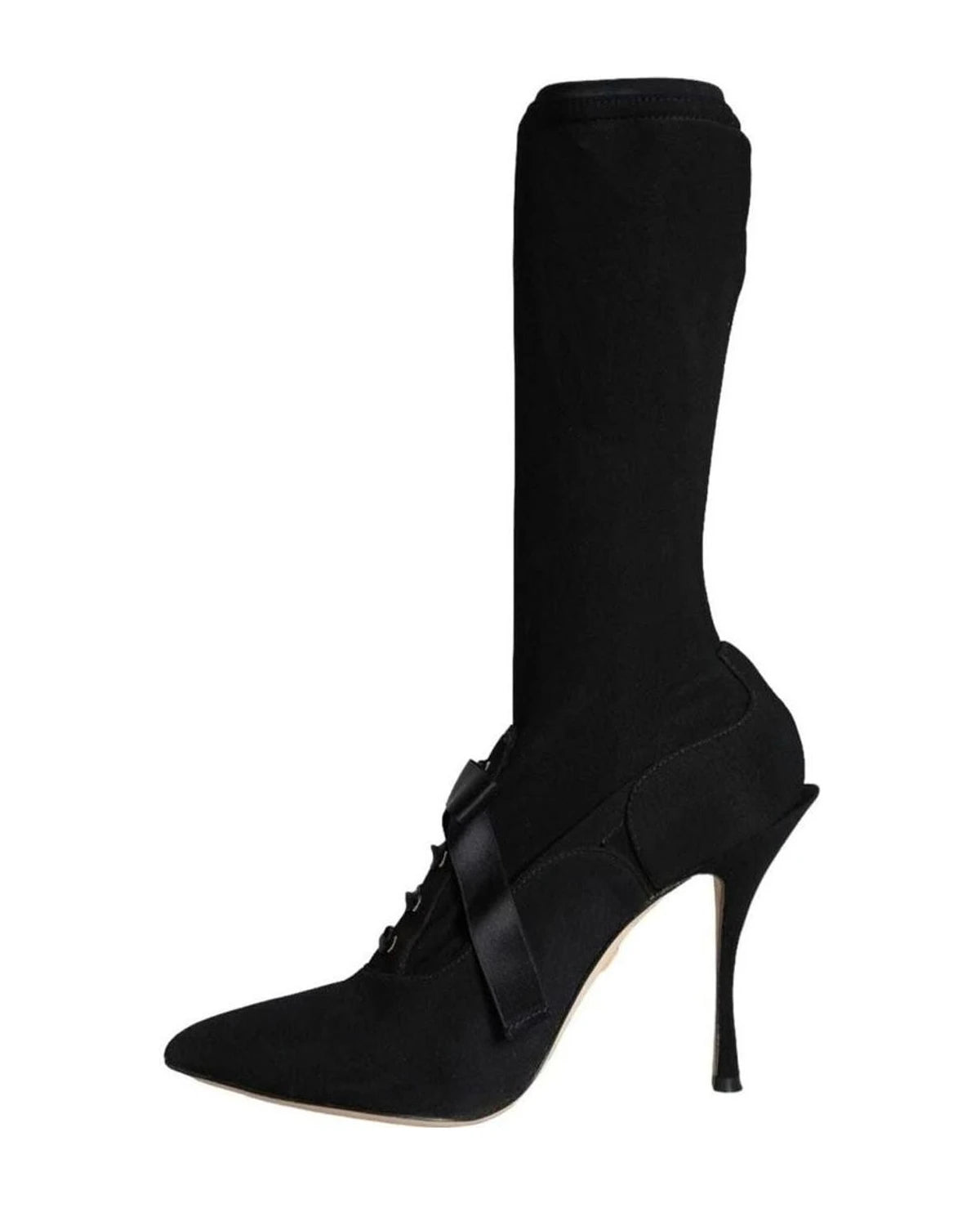 Dolce & Gabbana Black Stiletto Heels Mid Calf Boots Shoes Boots