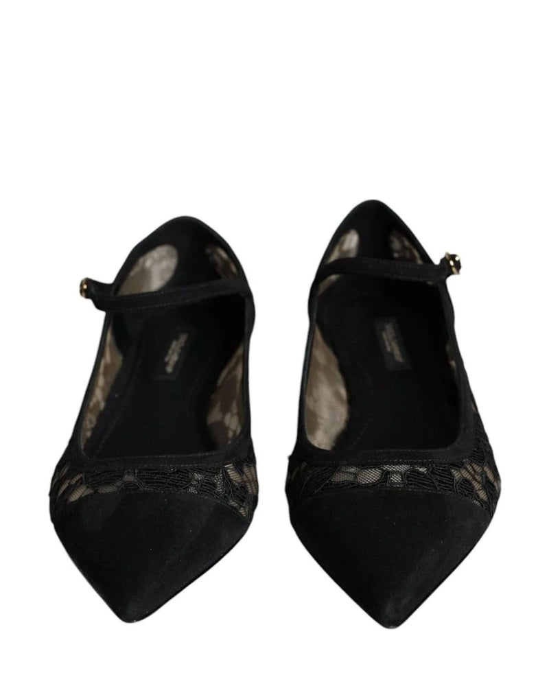 Dolce & Gabbana Black Taormina Lace Bellucci Flats Shoes Flats