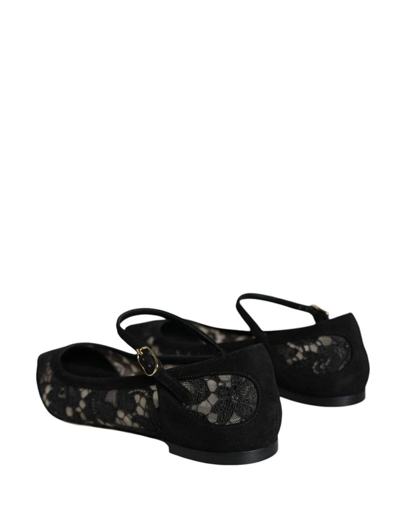 Dolce & Gabbana Black Taormina Lace Bellucci Flats Shoes Flats
