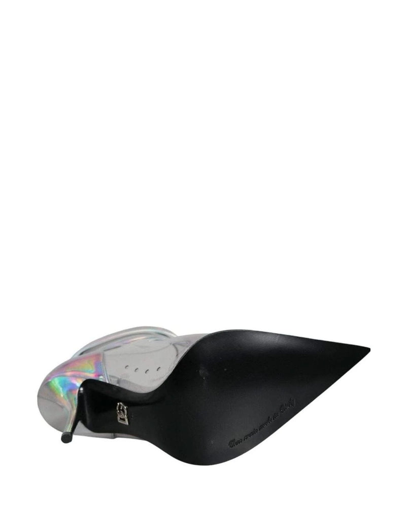 Dolce & Gabbana Silver Iridescent Pvc Pointed Short Boots Shoes Boots