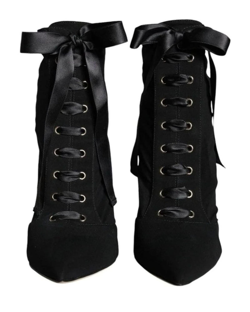 Dolce & Gabbana Black Jersey Stretch Ankle Booties Shoes Boots