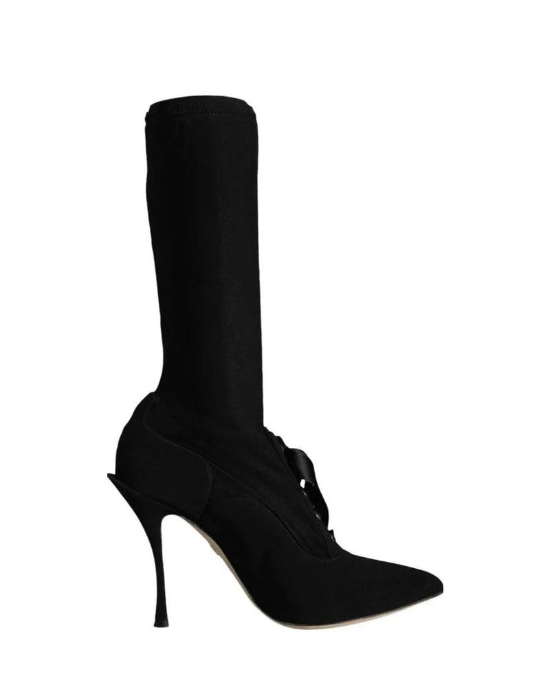 Dolce & Gabbana Black Stiletto Heels Mid Calf Boots Shoes Boots
