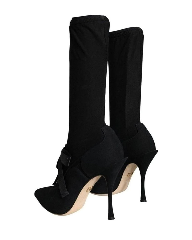 Dolce & Gabbana Black Stiletto Heels Mid Calf Boots Shoes Boots