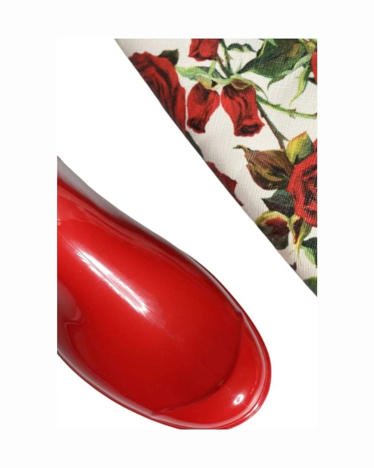 Dolce & Gabbana Red Floral Rubber Knee High Flat Boots Shoes Boots