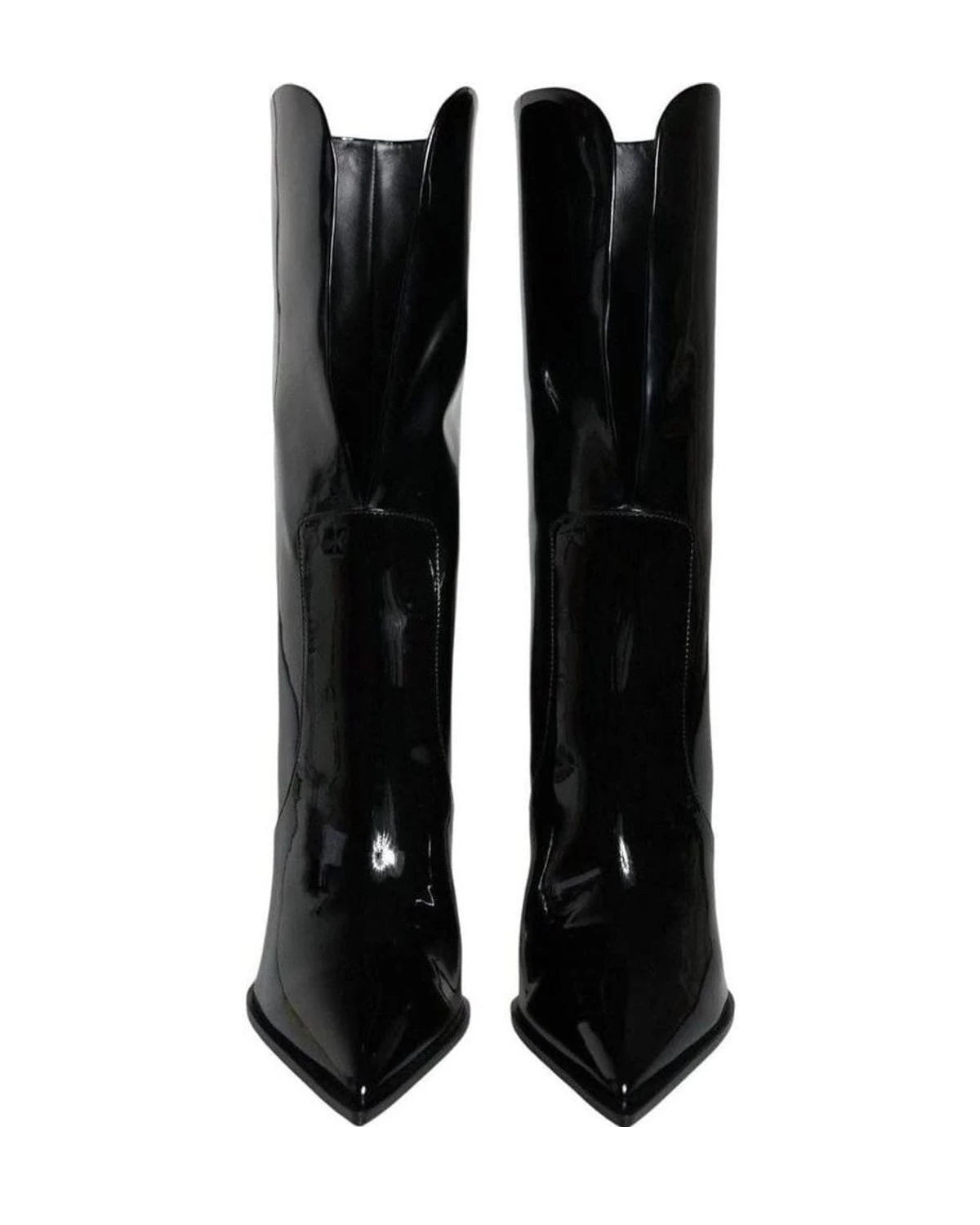 Dolce & Gabbana Black Patent Leather Mid Calf Boots Shoes Boots