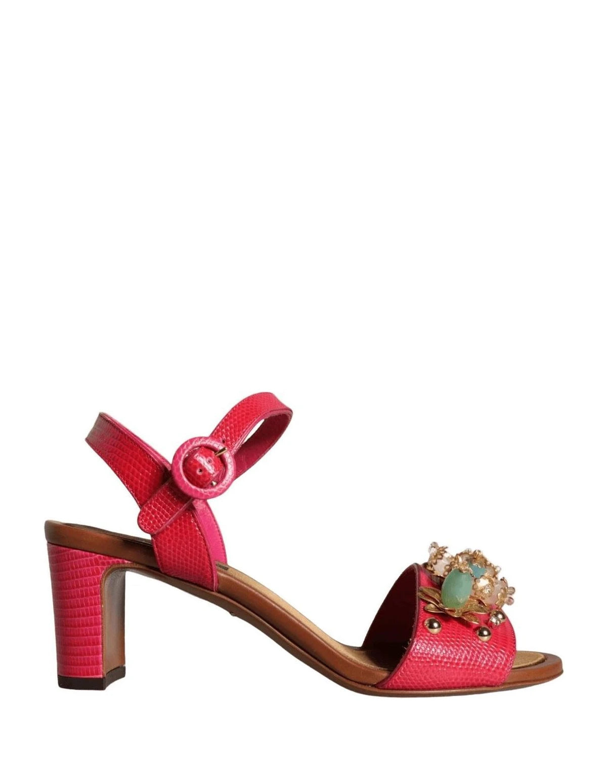Dolce & Gabbana Fuchsia Leather Sandals Shoes Heels