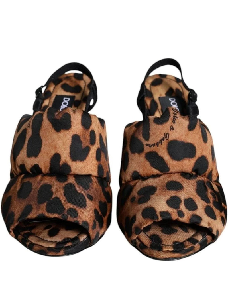 Dolce & Gabbana Brown Leopard Keira Slingback Sandals Shoes Heels