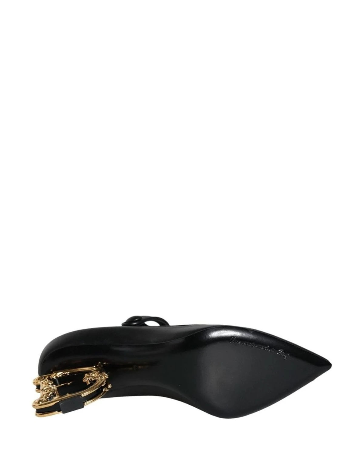Dolce & Gabbana Black Leather Logo Heels Heels