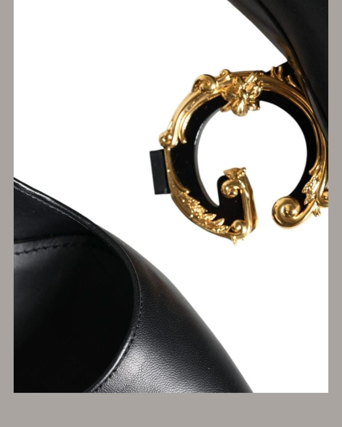 Dolce & Gabbana Black Leather Logo Heels Heels