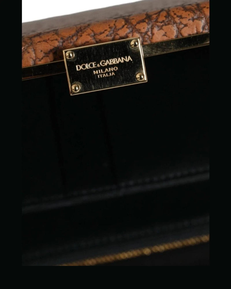 Dolce & Gabbana Brown Leather Clutch Clutch Bags