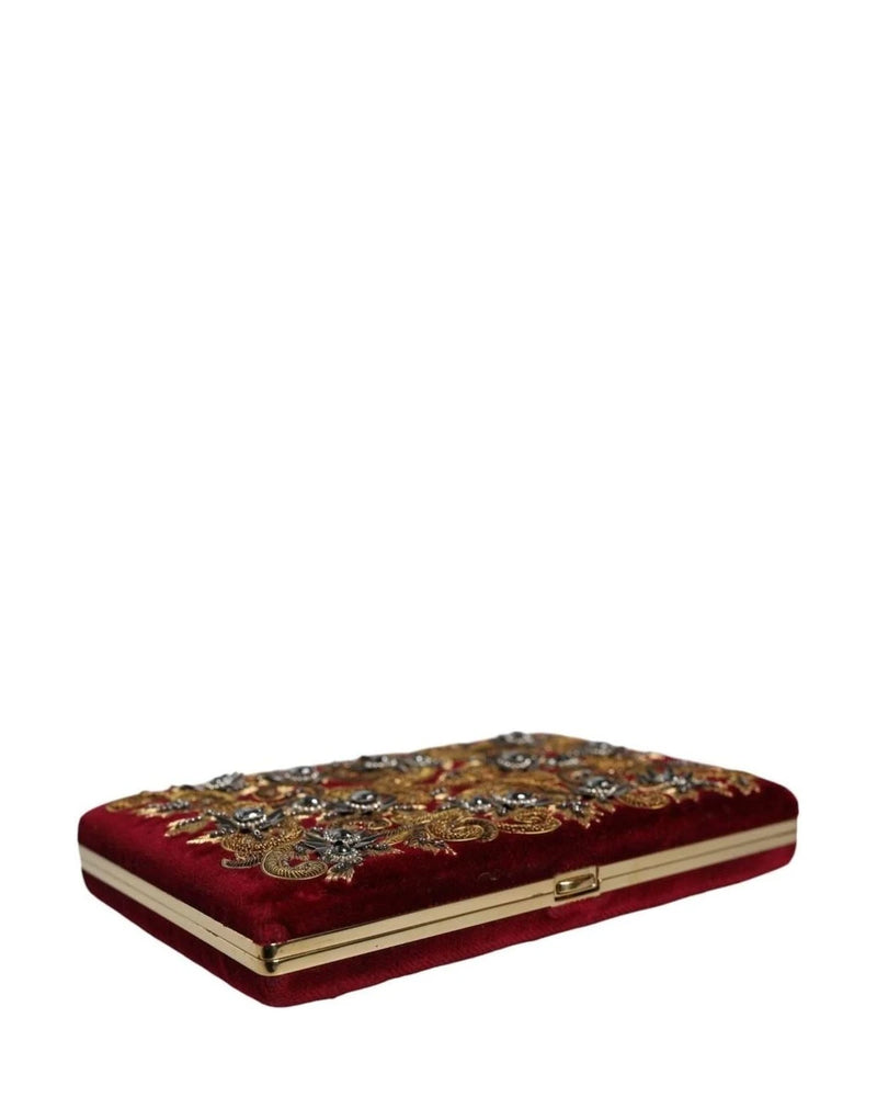 Dolce & Gabbana Red Velvet Clutch Clutch Bags