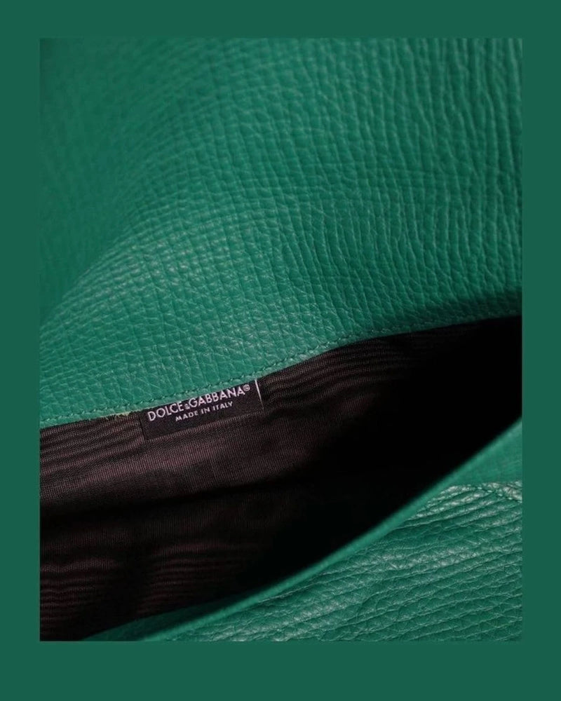 Dolce & Gabbana Green Leather Handbag Clutch Mini Purse Pouch Tablet Case Clutch Bags