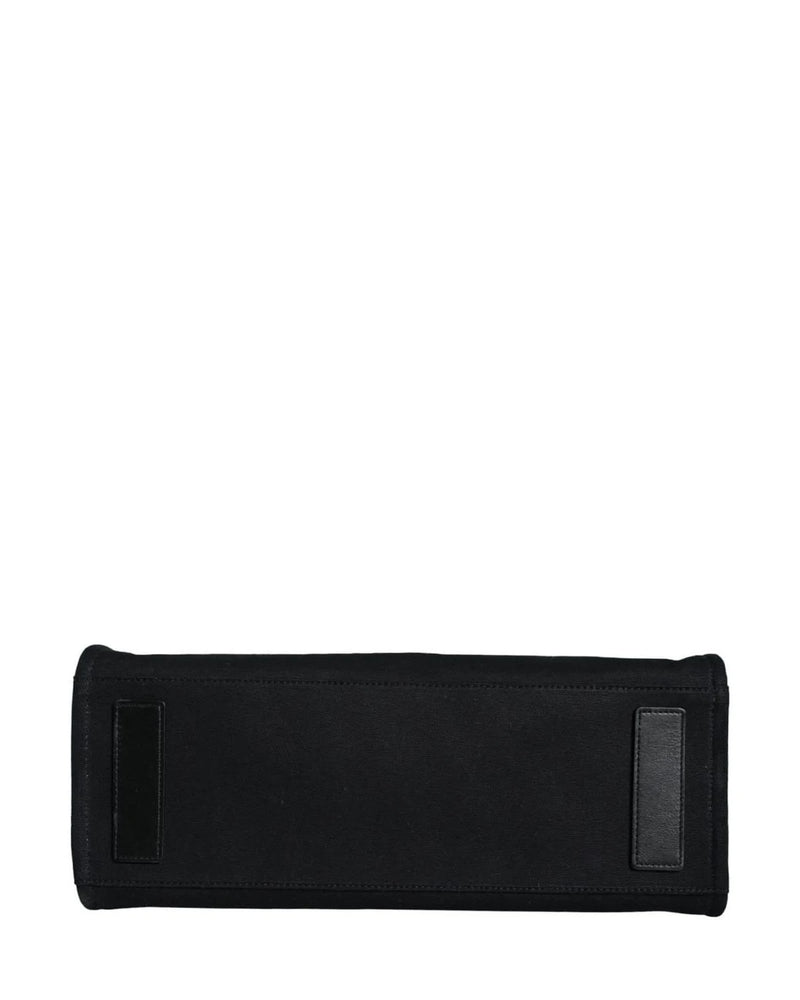 Versace Top Black Handle Canvas Leather Logo Crossbody Tote Bag Cross Body Bags