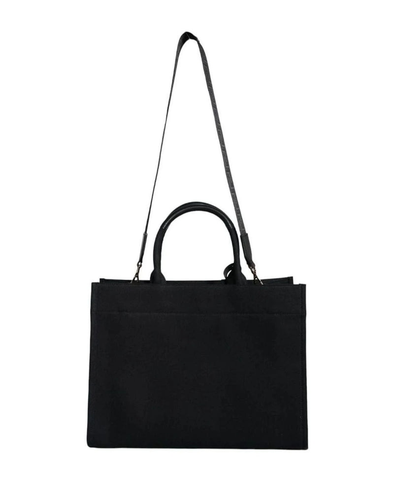 Versace Top Black Handle Canvas Leather Logo Crossbody Tote Bag Cross Body Bags